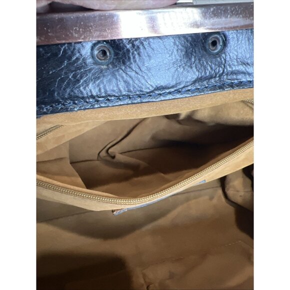 Patricia Nash Blue Embossed Floral Leather Snap Latch Doctor Style Shoulder Bag - Picture 12 of 15